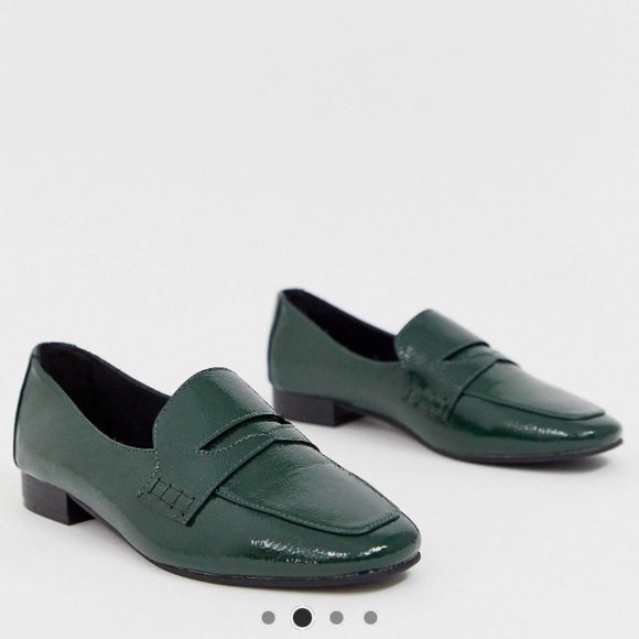 ASOS Design Membership Loafer Flat Shoes in Green - Picture 2 of 9